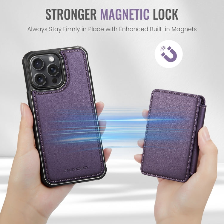 For iPhone 15 Plus JEEHOOD J05 Business Magnetic Style RFID Leather Phone Case(Purple) - iPhone 15 Plus Cases by JEEHOOD | Online Shopping South Africa | PMC Jewellery | Buy Now Pay Later Mobicred