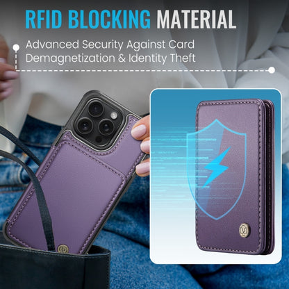 For iPhone 15 Plus JEEHOOD J05 Business Magnetic Style RFID Leather Phone Case(Purple) - iPhone 15 Plus Cases by JEEHOOD | Online Shopping South Africa | PMC Jewellery | Buy Now Pay Later Mobicred