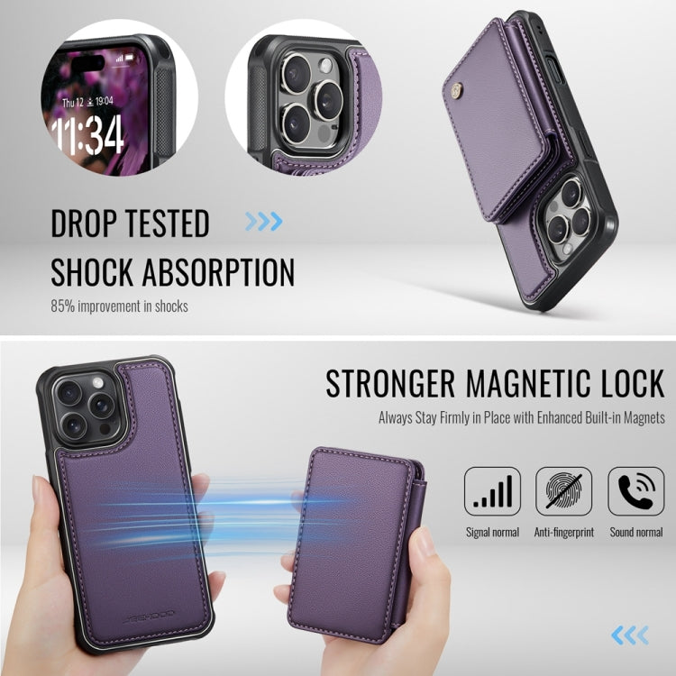 For iPhone 16 Pro Max JEEHOOD J05 Business Magnetic Style RFID Leather Phone Case(Purple) - iPhone 16 Pro Max Cases by JEEHOOD | Online Shopping South Africa | PMC Jewellery | Buy Now Pay Later Mobicred