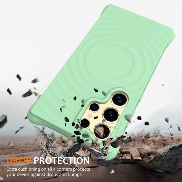 For Samsung Galaxy S25 Ultra 5G Wave Texture MagSafe Magnetic Liquid Silicone Phone Case(Green) - Galaxy S25 Ultra 5G Cases by PMC Jewellery | Online Shopping South Africa | PMC Jewellery | Buy Now Pay Later Mobicred