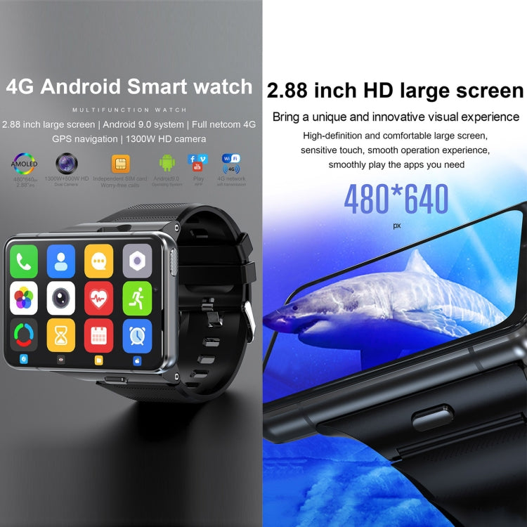 UNIWA DM200, 4GB+64GB, 2.88 inch Android 9.0 Smart Watch Phone, MT6761 Quad Core, Network: 4G(Black) - Android Watch by UNIWA | Online Shopping South Africa | PMC Jewellery | Buy Now Pay Later Mobicred