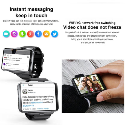 UNIWA DM200, 4GB+64GB, 2.88 inch Android 9.0 Smart Watch Phone, MT6761 Quad Core, Network: 4G(Black) - Android Watch by UNIWA | Online Shopping South Africa | PMC Jewellery | Buy Now Pay Later Mobicred