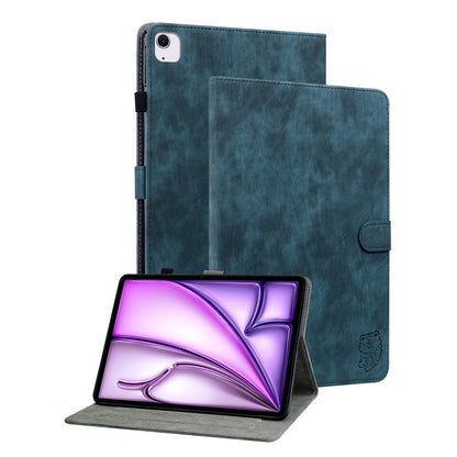 For iPad Air 13 2025 / 2024 Embossed Tiger Pattern Leather Tablet Case(Dark Blue) - iPad Air 13 2025 / 2024 Cases by PMC Jewellery | Online Shopping South Africa | PMC Jewellery | Buy Now Pay Later Mobicred