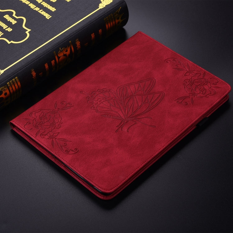 For iPad Pro 11 2024 Butterfly Flower Embossed Leather Tablet Case(Red) - iPad Pro 11 2024 Cases by PMC Jewellery | Online Shopping South Africa | PMC Jewellery | Buy Now Pay Later Mobicred