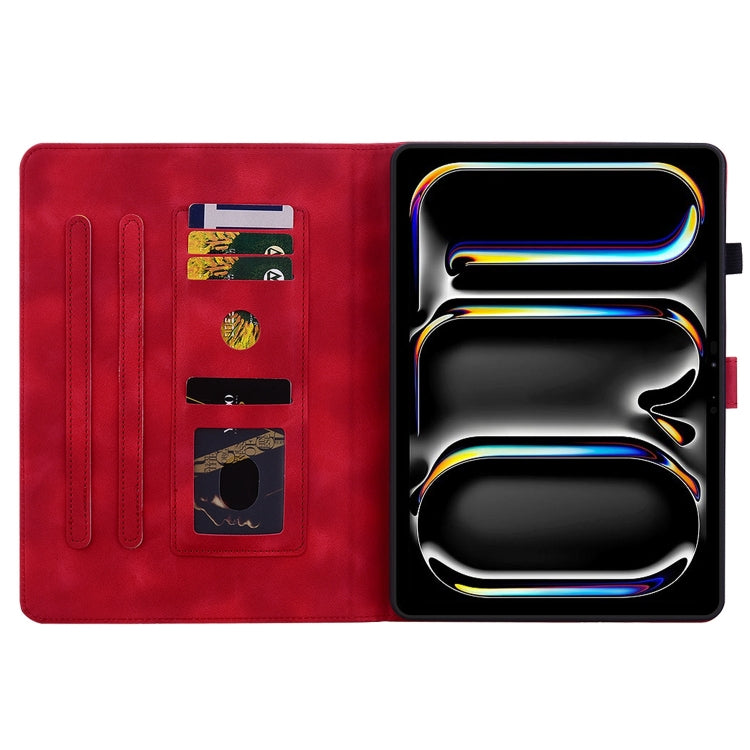For iPad Pro 11 2024 Lily Embossed Leather Smart Tablet Case(Red) - iPad Pro 11 2024 Cases by PMC TechLife | Online Shopping South Africa | PMC TechLife | Buy Now Pay Later Mobicred