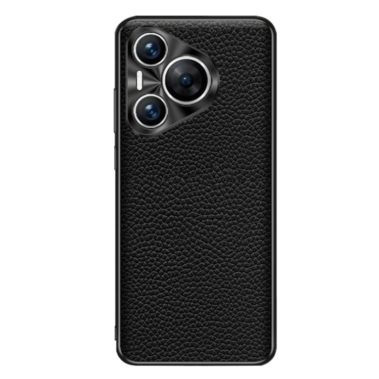 For Huawei Pura 70 Genuine Leather Litchi Texture Phone Case(Black) - Huawei Cases by PMC Jewellery | Online Shopping South Africa | PMC Jewellery | Buy Now Pay Later Mobicred