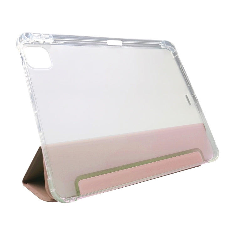 For iPad Pro 11 2024 3-folding Electric Pressed Skin Texture Leather Tablet Case(Light Pink) - iPad Pro 11 2024 Cases by PMC Jewellery | Online Shopping South Africa | PMC Jewellery | Buy Now Pay Later Mobicred
