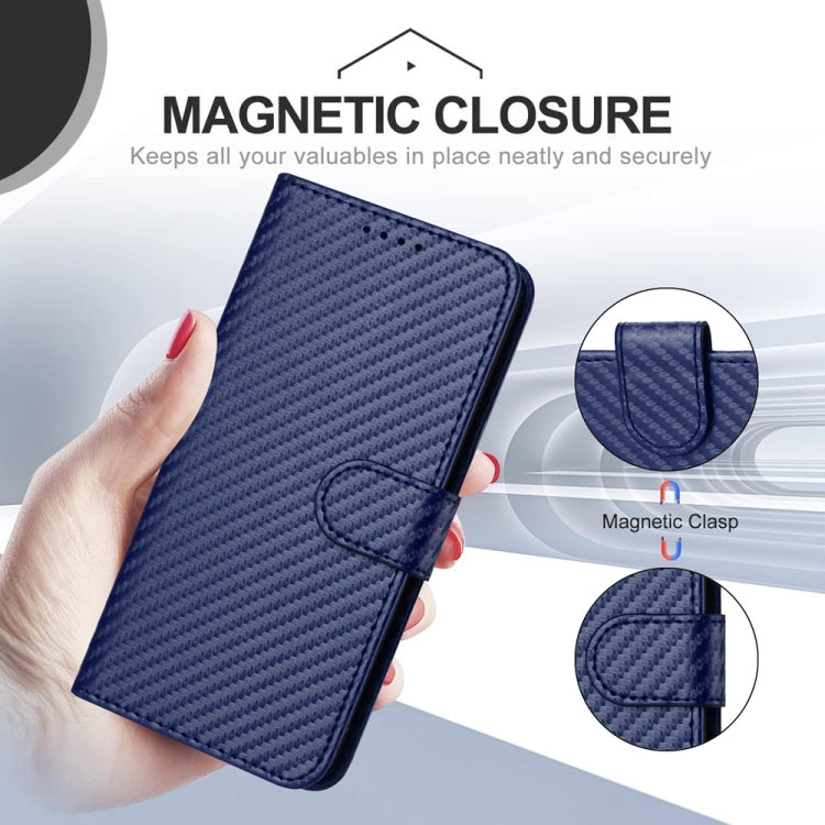 For iPhone SE 2024 YX0070 Carbon Fiber Buckle Leather Phone Case with Lanyard(Royal Blue) - More iPhone Cases by PMC Jewellery | Online Shopping South Africa | PMC Jewellery | Buy Now Pay Later Mobicred