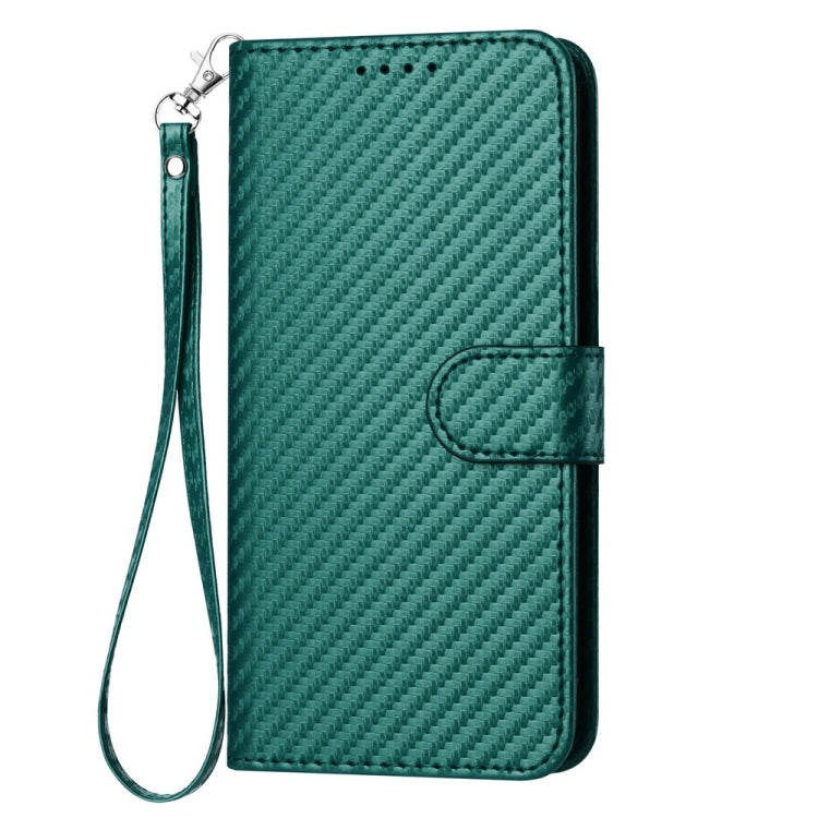 For iPhone 16 Plus YX0070 Carbon Fiber Buckle Leather Phone Case with Lanyard(Dark Green) - iPhone 16 Plus Cases by PMC Jewellery | Online Shopping South Africa | PMC Jewellery | Buy Now Pay Later Mobicred