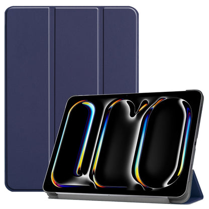 For iPad Pro 13 2024 Custer Pure Color 3-Fold Holder Smart Leather Tablet Case(Dark Blue) - iPad Pro 13 2024 Cases by PMC Jewellery | Online Shopping South Africa | PMC Jewellery | Buy Now Pay Later Mobicred