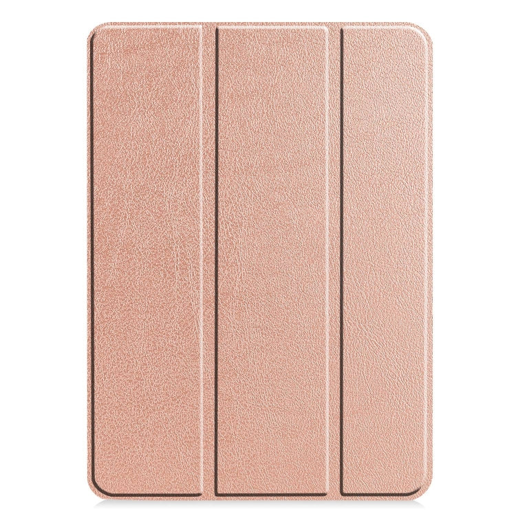 For iPad Pro 13 2024 Custer Pure Color 3-Fold Holder Smart Leather Tablet Case(Rose Gold) - iPad Pro 13 2024 Cases by PMC Jewellery | Online Shopping South Africa | PMC Jewellery | Buy Now Pay Later Mobicred