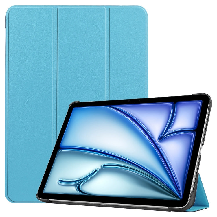 For iPad Air 11 2025 / 2024 Custer Pure Color 3-Fold Holder Smart Leather Tablet Case(Sky Blue) - iPad Air 11 2025 / 2024 Cases by PMC Jewellery | Online Shopping South Africa | PMC Jewellery | Buy Now Pay Later Mobicred