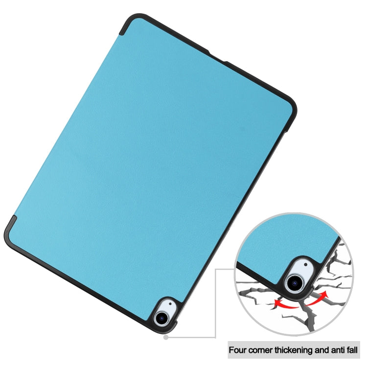 For iPad Air 11 2025 / 2024 Custer Pure Color 3-Fold Holder Smart Leather Tablet Case(Sky Blue) - iPad Air 11 2025 / 2024 Cases by PMC Jewellery | Online Shopping South Africa | PMC Jewellery | Buy Now Pay Later Mobicred