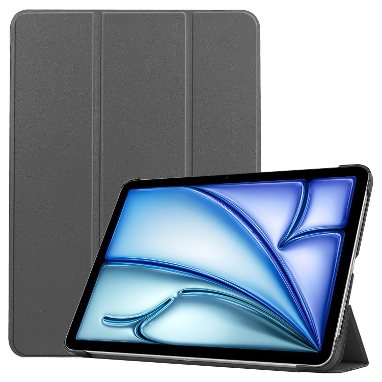 For iPad Air 11 2024 Custer Pure Color 3-Fold Holder Smart Leather Tablet Case(Gray) - iPad Air 11 2024 Cases by PMC Jewellery | Online Shopping South Africa | PMC Jewellery | Buy Now Pay Later Mobicred