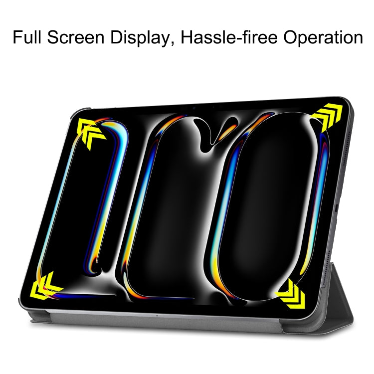 For iPad Pro 11 2024 Custer Pure Color 3-Fold Holder Smart Leather Tablet Case(Black) - iPad Pro 11 2024 Cases by PMC TechLife | Online Shopping South Africa | PMC TechLife | Buy Now Pay Later Mobicred