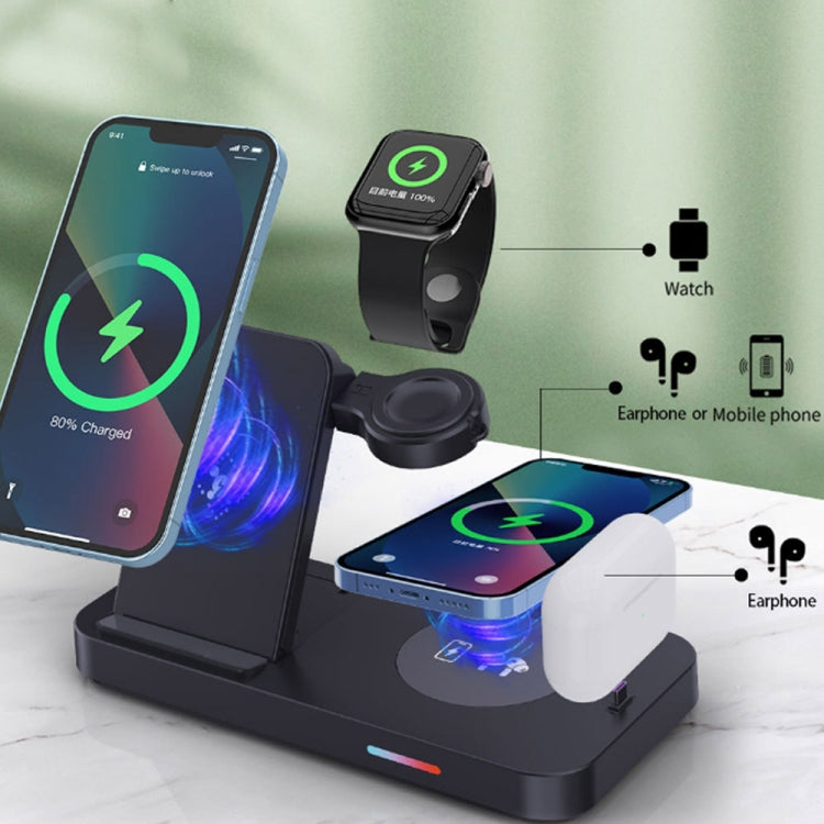 For Apple Series 3 in 1 15W Earphones/Phones/Watch Fold Wireless Charger Stand(White) - Multifunction Charger by PMC Jewellery | Online Shopping South Africa | PMC Jewellery | Buy Now Pay Later Mobicred