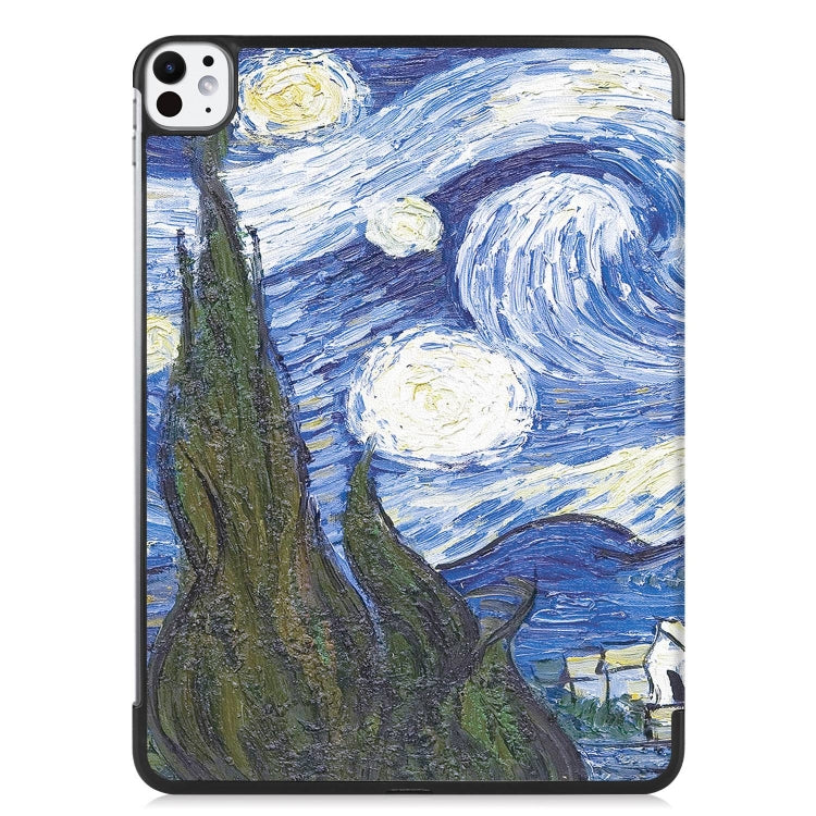 For iPad Pro 11 2024 Custer Painted 3-Fold Holder Smart Leather Tablet Case(Starry Sky) - iPad Pro 11 2024 Cases by PMC TechLife | Online Shopping South Africa | PMC TechLife | Buy Now Pay Later Mobicred