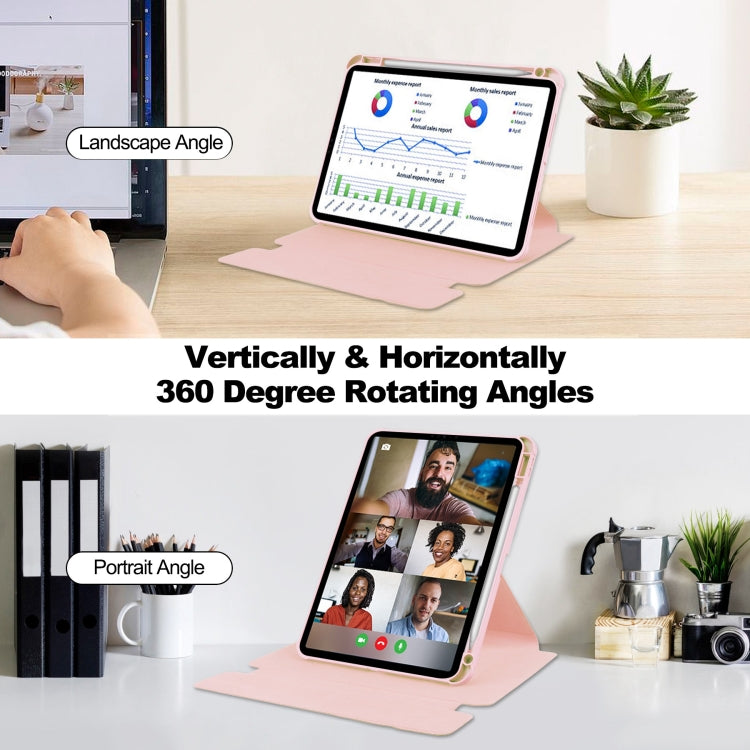 For iPad Air 11 2024 Transparent Rotation Smart Leather Tablet Case with Keyboard(Pink) - iPad Air 11 2024 Cases by PMC TechLife | Online Shopping South Africa | PMC TechLife | Buy Now Pay Later Mobicred