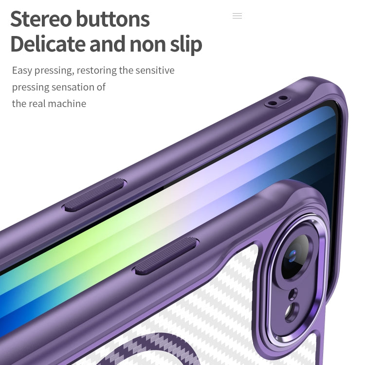 For iPhone 16e Carbon Fiber Texture MagSafe Translucent Phone Case(Purple) - iPhone 16e Cases by PMC TechLife | Online Shopping South Africa | PMC TechLife | Buy Now Pay Later Mobicred