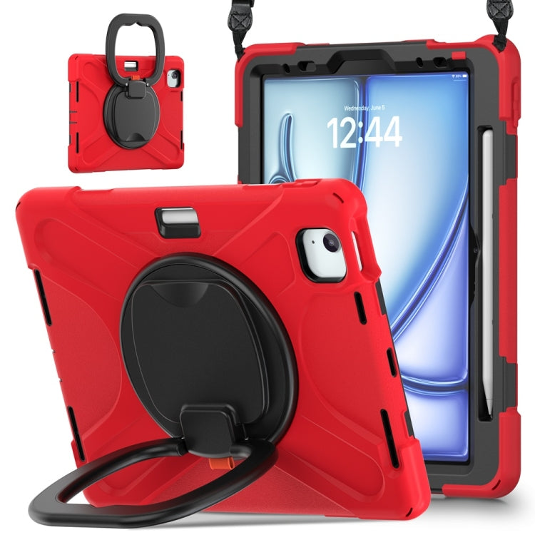 For iPad Air 11 2024 Silicone Hybrid PC Tablet Case with Holder & Shoulder Strap(Red) - iPad Air 11 2024 Cases by PMC Jewellery | Online Shopping South Africa | PMC Jewellery | Buy Now Pay Later Mobicred