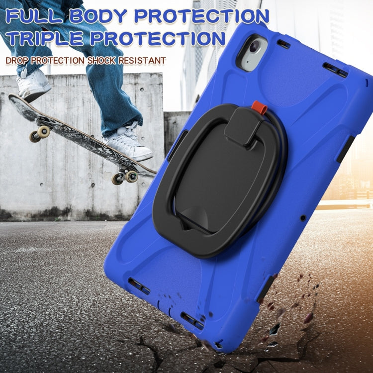 For iPad Air 11 2024 / Air 11 2025 Silicone Hybrid PC Tablet Case with Holder & Shoulder Strap(Blue) - iPad Air 11 2025 / 2024 Cases by PMC Jewellery | Online Shopping South Africa | PMC Jewellery | Buy Now Pay Later Mobicred