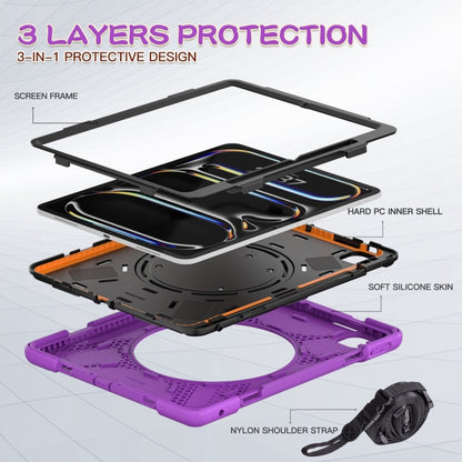 For iPad Pro 11 2024 Silicone Hybrid PC Tablet Case with Holder & Shoulder Strap(Purple) - iPad Pro 11 2024 Cases by PMC Jewellery | Online Shopping South Africa | PMC Jewellery | Buy Now Pay Later Mobicred