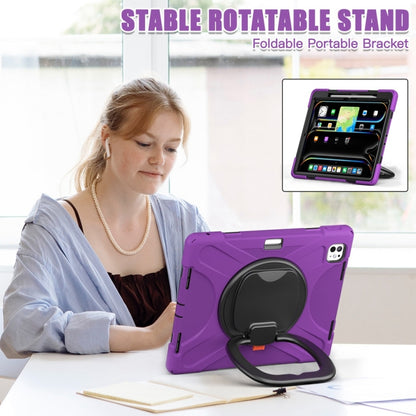 For iPad Pro 11 2024 Silicone Hybrid PC Tablet Case with Holder & Shoulder Strap(Purple) - iPad Pro 11 2024 Cases by PMC Jewellery | Online Shopping South Africa | PMC Jewellery | Buy Now Pay Later Mobicred