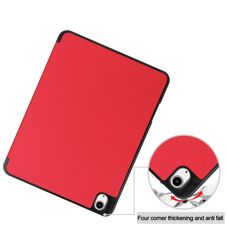 For iPad Air 13 2024 Custer TPU Pure Color 3-Fold Holder Smart Leather Tablet Case with Pen Tray(Red) - iPad Air 13 2024 Cases by PMC Jewellery | Online Shopping South Africa | PMC Jewellery | Buy Now Pay Later Mobicred