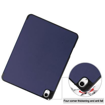 For iPad Air 13 2024 Custer TPU Pure Color 3-Fold Holder Smart Leather Tablet Case with Pen Tray(Dark Blue) - iPad Air 13 2024 Cases by PMC Jewellery | Online Shopping South Africa | PMC Jewellery | Buy Now Pay Later Mobicred