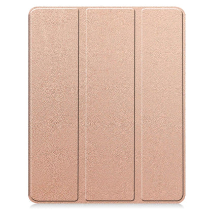 For iPad Air 13 2024 Custer TPU Pure Color 3-Fold Holder Smart Leather Tablet Case with Pen Tray(Rose Gold) - iPad Air 13 2024 Cases by PMC Jewellery | Online Shopping South Africa | PMC Jewellery | Buy Now Pay Later Mobicred
