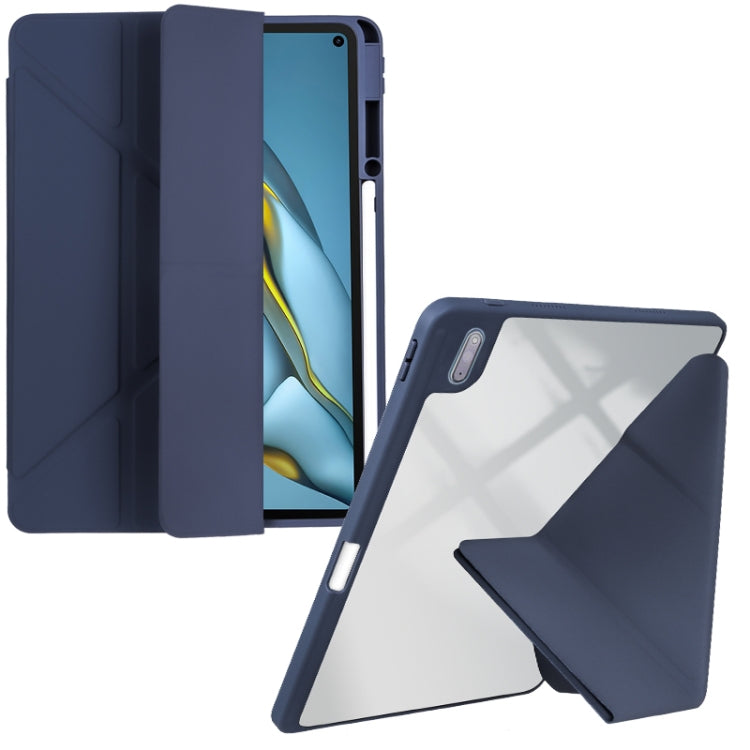 For Huawei MatePad 10.8 Clear Acrylic Deformation Leather Tablet Case(Dark Blue) - Huawei by PMC TechLife | Online Shopping South Africa | PMC TechLife | Buy Now Pay Later Mobicred