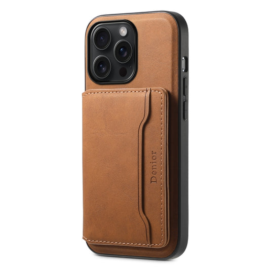 For iPhone 15 Pro Max Denior D13 Retro Texture Leather MagSafe Card Bag Phone Case(Brown) - iPhone 15 Pro Max Cases by Denior | Online Shopping South Africa | PMC Jewellery | Buy Now Pay Later Mobicred