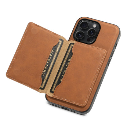 For iPhone 15 Pro Max Denior D13 Retro Texture Leather MagSafe Card Bag Phone Case(Brown) - iPhone 15 Pro Max Cases by Denior | Online Shopping South Africa | PMC Jewellery | Buy Now Pay Later Mobicred