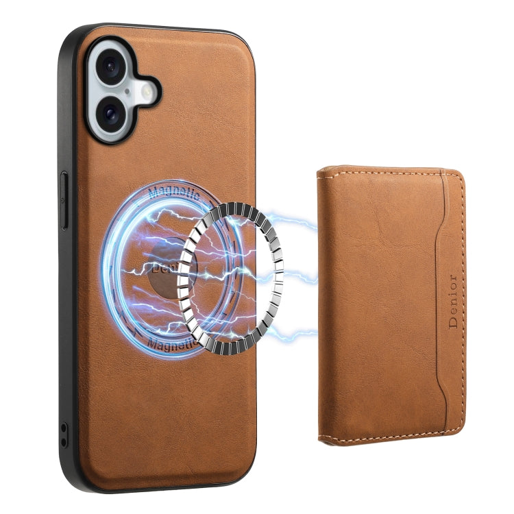 For iPhone 16 Denior D13 Retro Texture Leather MagSafe Card Bag Phone Case(Brown) - free shipping - PMC TechLife - Order now!
