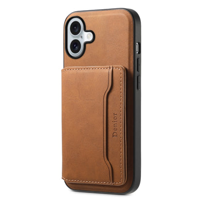 For iPhone 16 Plus Denior D13 Retro Texture Leather MagSafe Card Bag Phone Case(Brown) - iPhone 16 Plus Cases by Denior | Online Shopping South Africa | PMC Jewellery | Buy Now Pay Later Mobicred