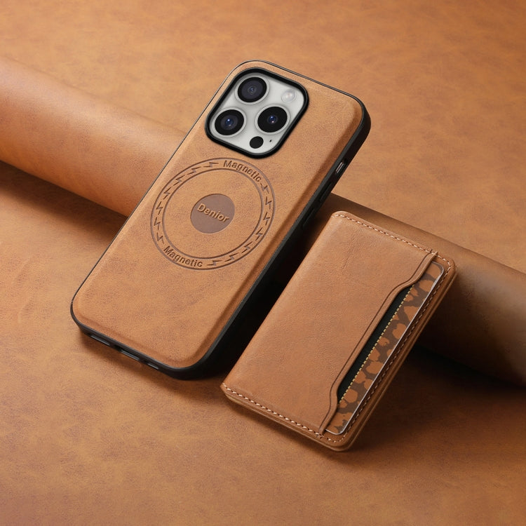 For iPhone 16 Pro Max Denior D13 Retro Texture Leather MagSafe Card Bag Phone Case(Brown) - iPhone 16 Pro Max Cases by Denior | Online Shopping South Africa | PMC TechLife | Buy Now Pay Later Mobicred