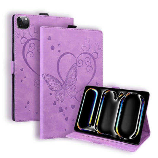 For iPad Pro 13 2024 Love Butterfly Embossed Leather Tablet Case(Purple) - iPad Pro 13 2024 Cases by PMC Jewellery | Online Shopping South Africa | PMC Jewellery | Buy Now Pay Later Mobicred