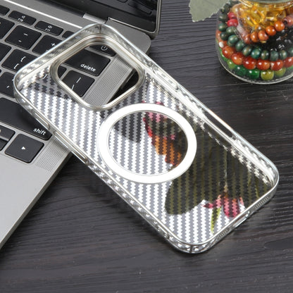 For iPhone 16 Pro Max 6D Plated Carbon Fiber Clear Magsafe PC Phone Case(Starlight Silver) - iPhone 16 Pro Max Cases by PMC Jewellery | Online Shopping South Africa | PMC Jewellery | Buy Now Pay Later Mobicred