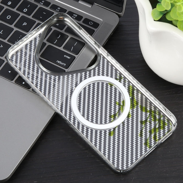 For Huawei Pura 70 6D Plated Carbon Fiber Clear Magsafe PC Phone Case(Starlight Silver) - Huawei Cases by PMC Jewellery | Online Shopping South Africa | PMC Jewellery | Buy Now Pay Later Mobicred