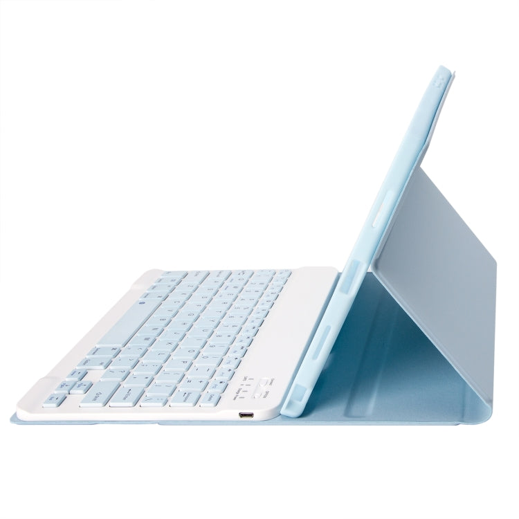 For iPad Pro 11 2024 A13B Lambskin Texture Bluetooth Touch Keyboard Leather Tablet Case with Pen Slot(Light Blue) - For iPad Pro by PMC Jewellery | Online Shopping South Africa | PMC Jewellery | Buy Now Pay Later Mobicred