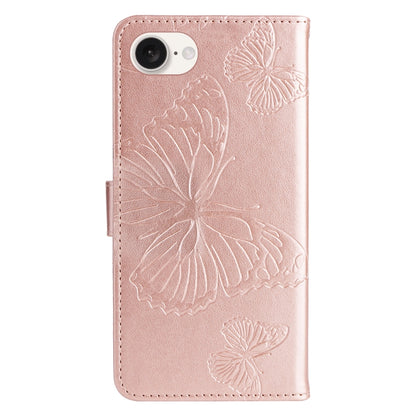 For iPhone SE 2024 3D Butterfly Embossed Pattern Flip Leather Phone Case(Rose Gold) - More iPhone Cases by PMC Jewellery | Online Shopping South Africa | PMC Jewellery | Buy Now Pay Later Mobicred