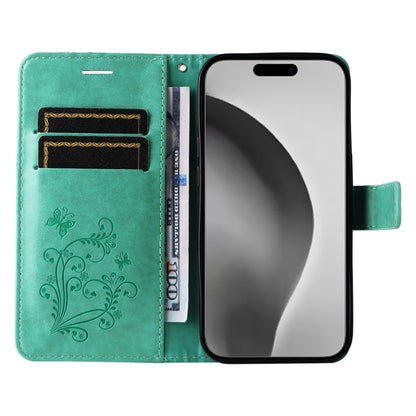 For iPhone 16 Pro Max 3D Butterfly Embossed Pattern Flip Leather Phone Case(Green) - iPhone 16 Pro Cases by PMC Jewellery | Online Shopping South Africa | PMC Jewellery | Buy Now Pay Later Mobicred