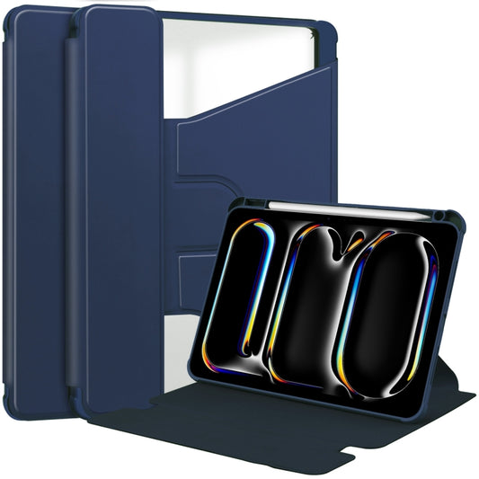 For iPad Pro 13 2024 Transparent Rotation Smart Leather Tablet Case(Dark Blue) - iPad Pro 13 2024 Cases by PMC Jewellery | Online Shopping South Africa | PMC Jewellery | Buy Now Pay Later Mobicred