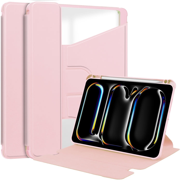 For iPad Pro 11 2024 Transparent Rotation Smart Leather Tablet Case(Pink) - iPad Pro 11 2024 Cases by PMC Jewellery | Online Shopping South Africa | PMC Jewellery | Buy Now Pay Later Mobicred