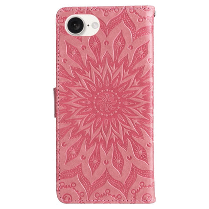 For iPhone SE 2024 Embossed Sunflower Pattern Flip Leather Phone Case(Pink) - More iPhone Cases by PMC Jewellery | Online Shopping South Africa | PMC Jewellery | Buy Now Pay Later Mobicred