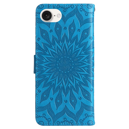 For iPhone SE 2024 Embossed Sunflower Pattern Flip Leather Phone Case(Blue) - More iPhone Cases by PMC Jewellery | Online Shopping South Africa | PMC Jewellery | Buy Now Pay Later Mobicred