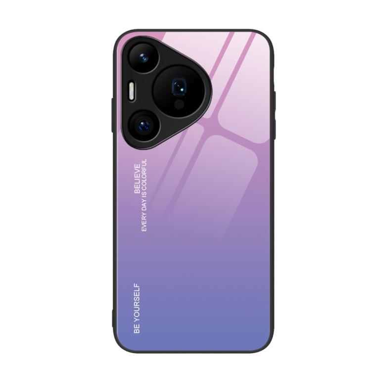 For Huawei Pura 70 Pro Gradient Color Glass Phone Case(Pink Purple) - Huawei Cases by PMC Jewellery | Online Shopping South Africa | PMC Jewellery | Buy Now Pay Later Mobicred