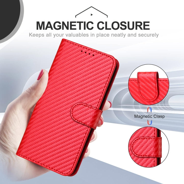 For vivo Y20/Y20i/Y20a/Y12s/Y12a YX0070 Carbon Fiber Buckle Leather Phone Case with Lanyard(Red) - vivo Cases by PMC Jewellery | Online Shopping South Africa | PMC Jewellery | Buy Now Pay Later Mobicred