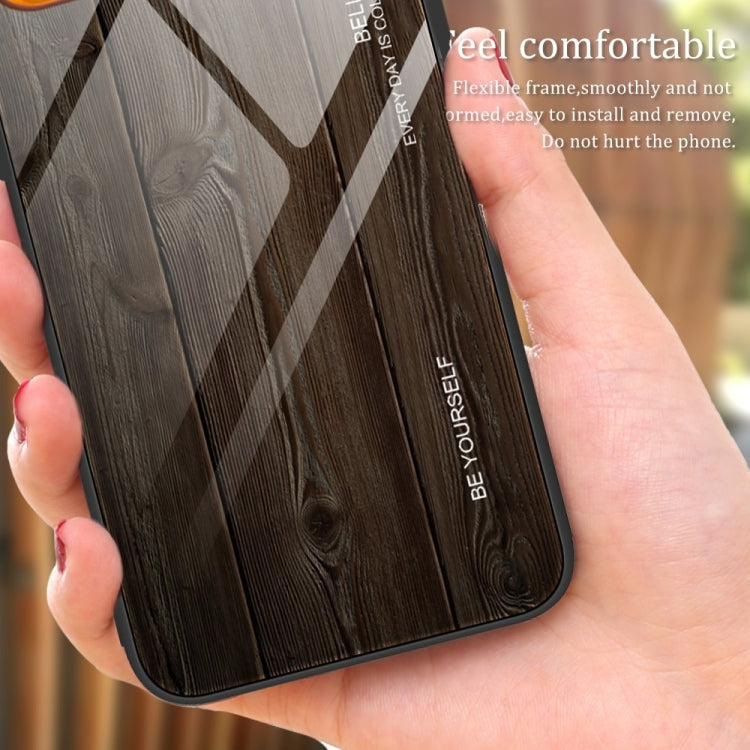 For Huawei Pura 70 Wood Grain Glass Phone Case(Coffee) - Huawei Cases by PMC Jewellery | Online Shopping South Africa | PMC Jewellery | Buy Now Pay Later Mobicred