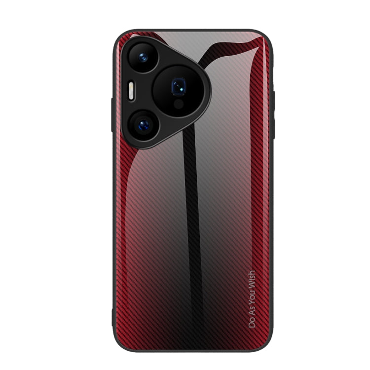 For Huawei Pura 70 Pro Texture Gradient Glass TPU Phone Case(Red) - Huawei Cases by PMC Jewellery | Online Shopping South Africa | PMC Jewellery | Buy Now Pay Later Mobicred